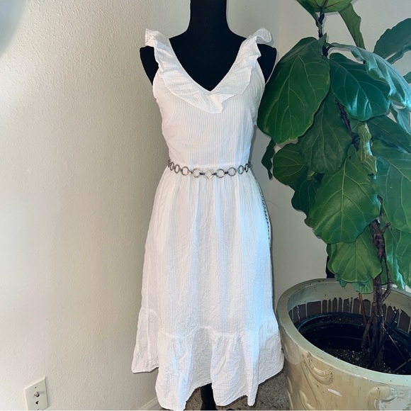 Vineyard Vines for Target Women’s White Seersucker Sleeveless Ruffle Sundress S - Picture 6 of 16